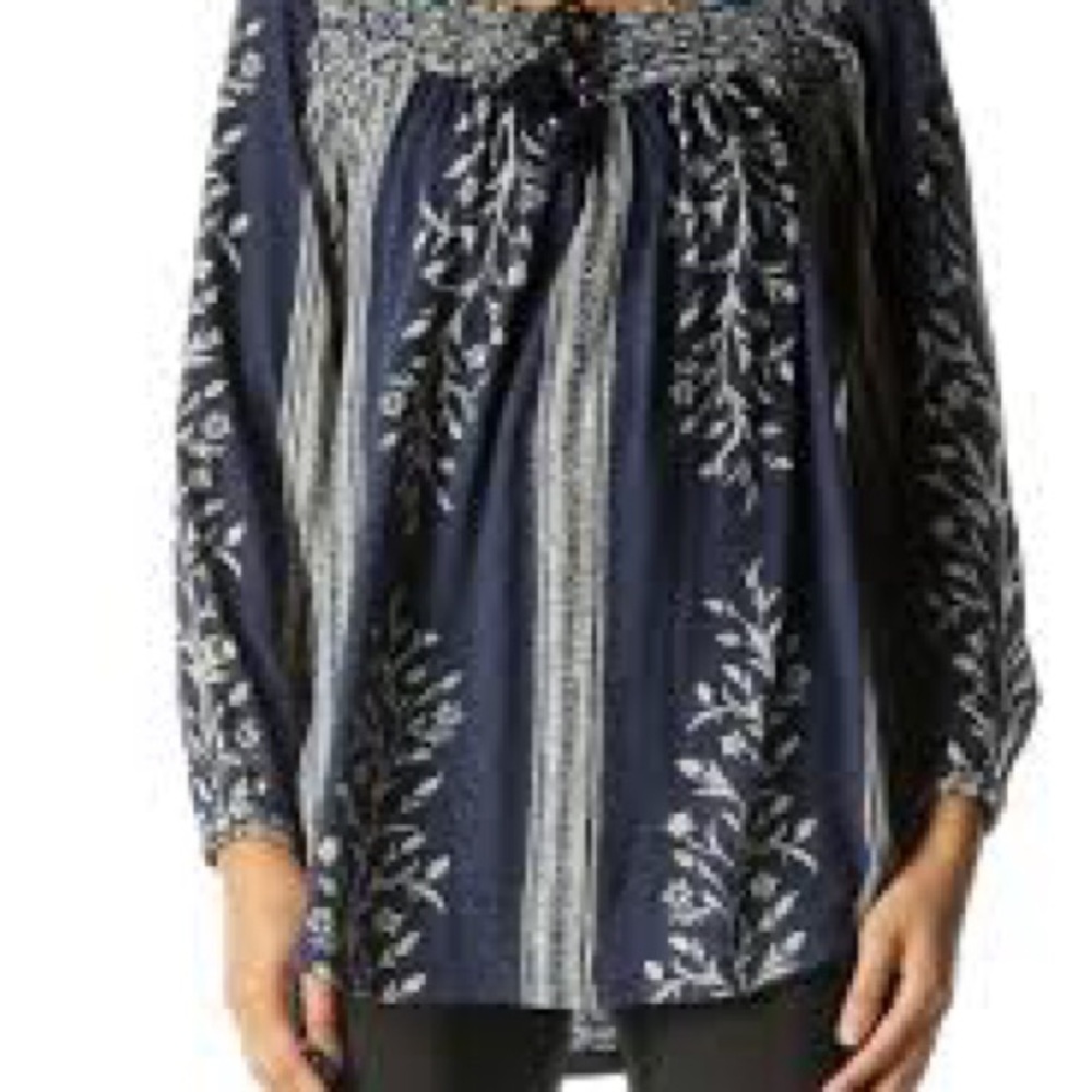 Lucky Brand Blue Floral Women's Top